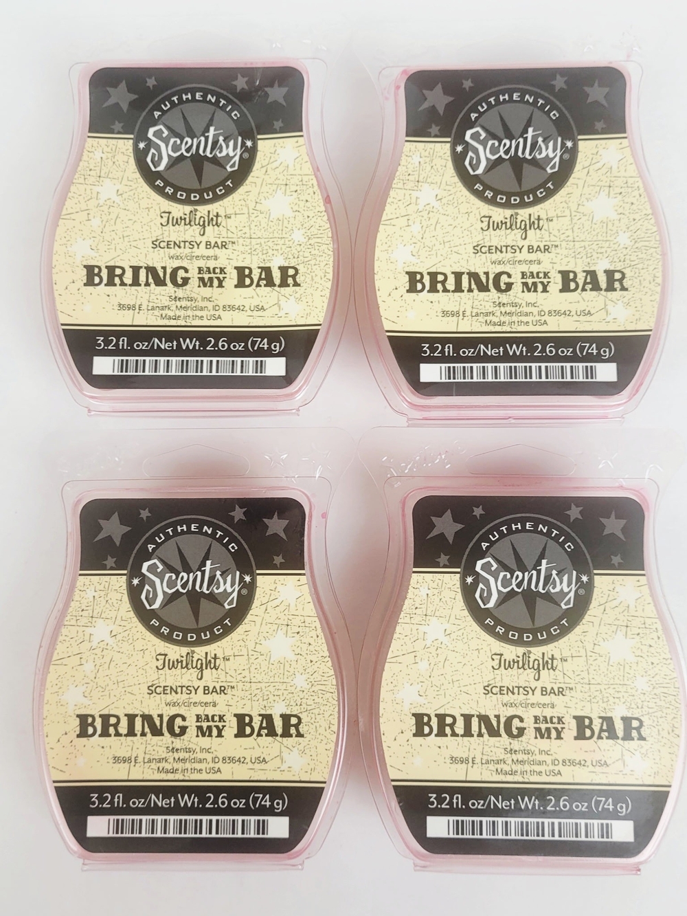 Scentsy Bar Twilight~Bring Back My Bar 3.2 oz~Lot of 4